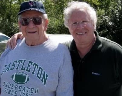 Dave Wolk with his father, both in Castleton green.